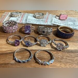 BP Bomb Party Bundle 13 Rings Rhodium Rose Gold size 8 & 9